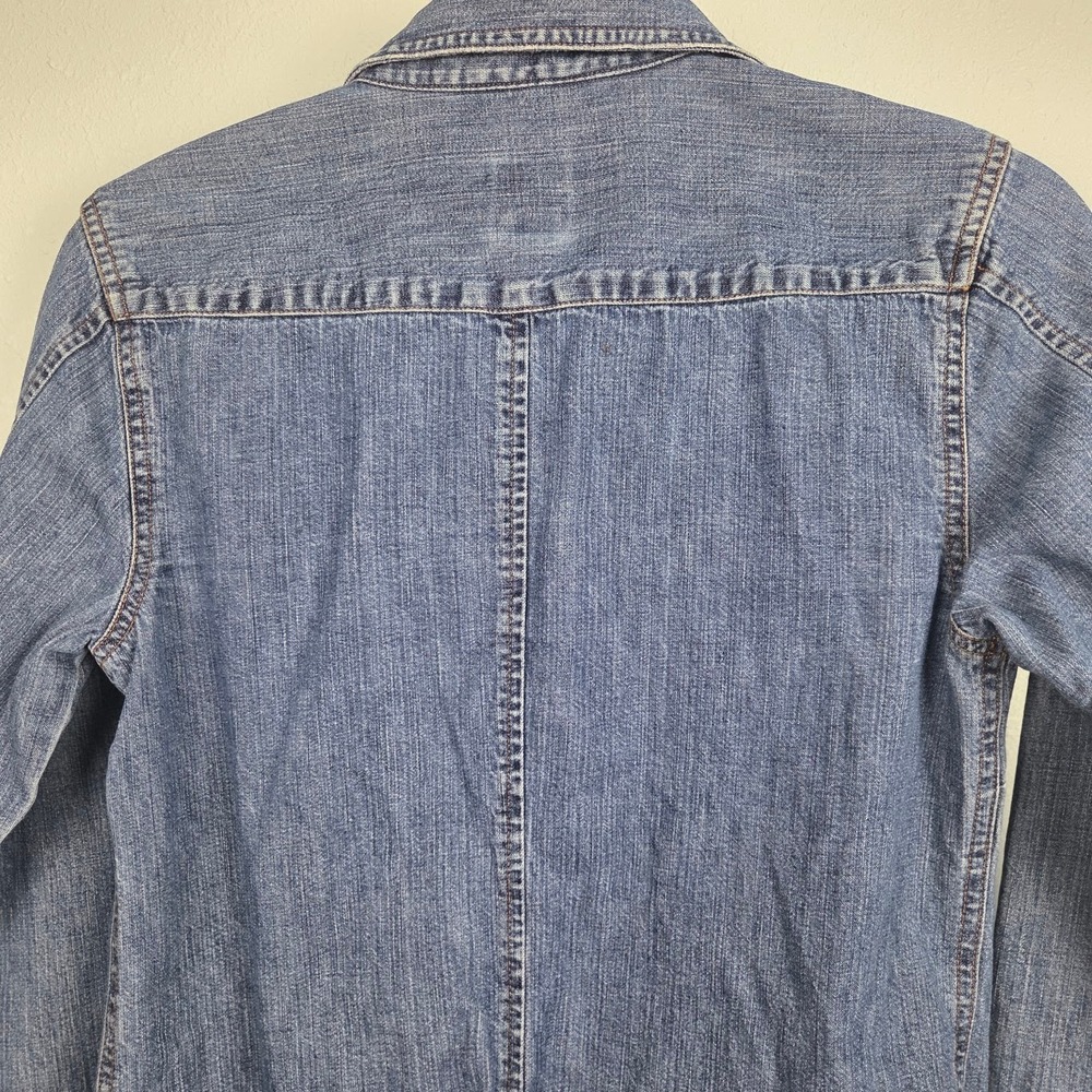 Denim Shirt Eddie Bauer Womens XS Blue Long Sleeve Button Up Blouse - Picture 11 of 11